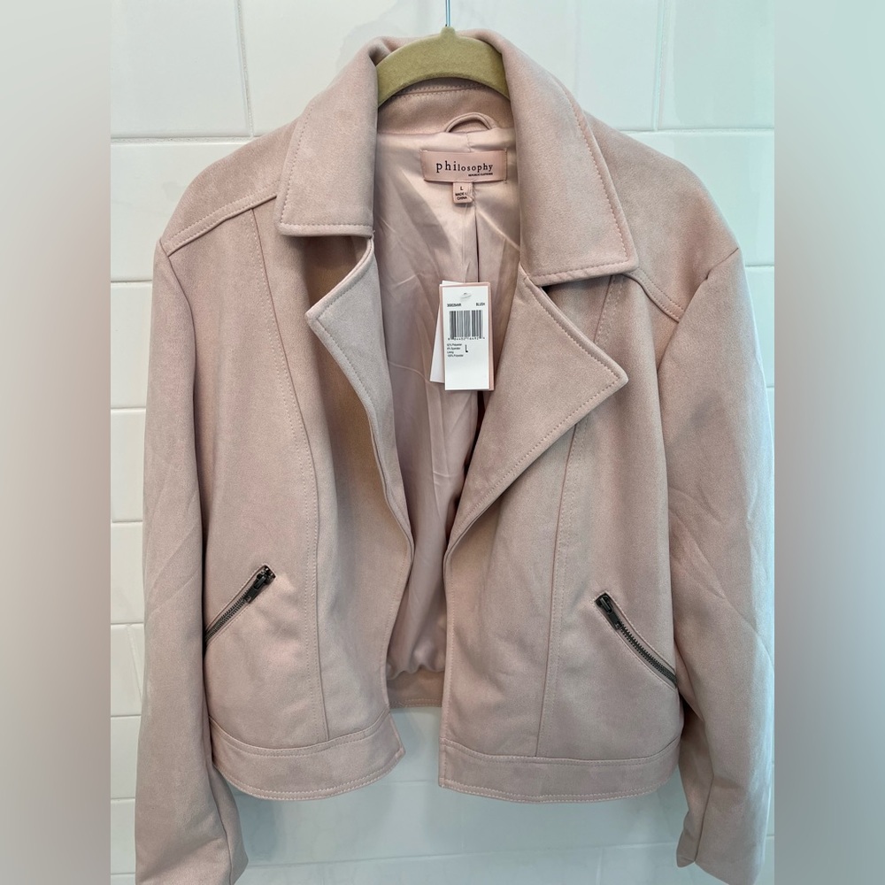 NWT Philosophy Women's Faux Leather Blush Pink Jacket - Picture 4 of 7